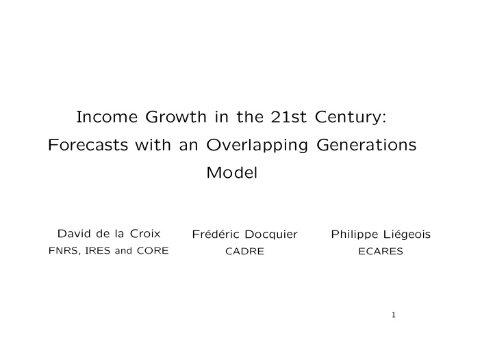 income growth in the 21st century forecasts with an