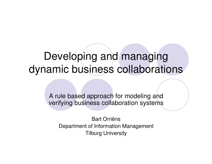 developing and managing dynamic business collaborations
