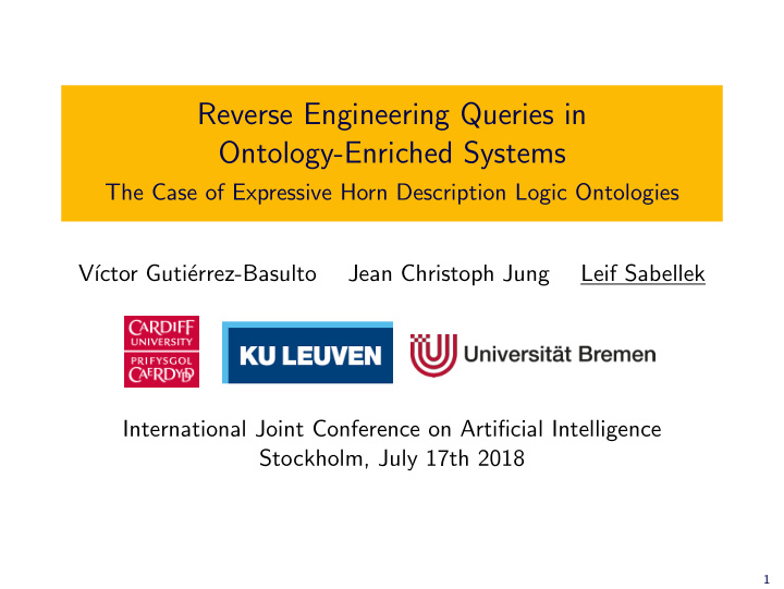 reverse engineering queries in ontology enriched systems