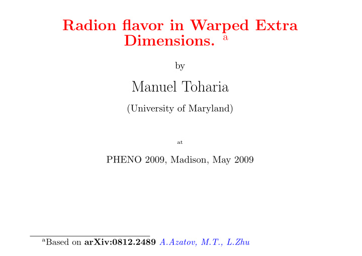 radion flavor in warped extra