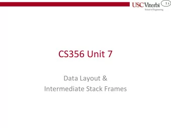 CS356 Unit 7  Data Layout &amp;  Intermediate Stack Frames  7.2  Structs  CS:APP 3.9.1  Structs