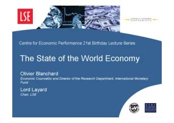 Olivier Blanchard  Economic Counsellor and Director of the Research Department, International