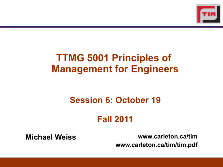 ttmg 5001 principles of management for engineers