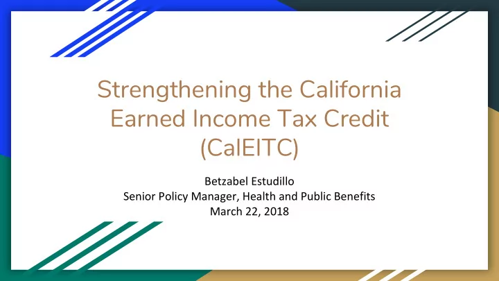 strengthening the california earned income tax credit