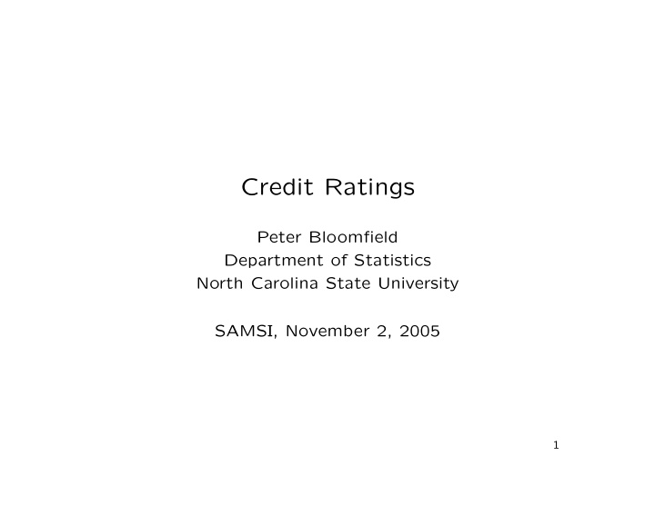 credit ratings