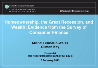 Homeownership, the Great Recession, and  Wealth: Evidence from the Survey of Consumer Finance