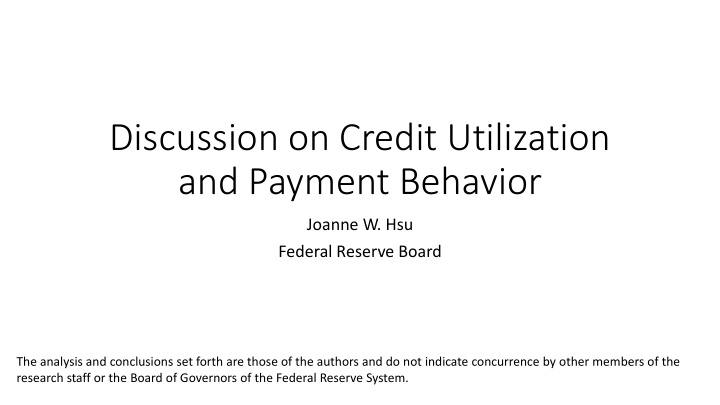 discussion on credit utilization and payment behavior