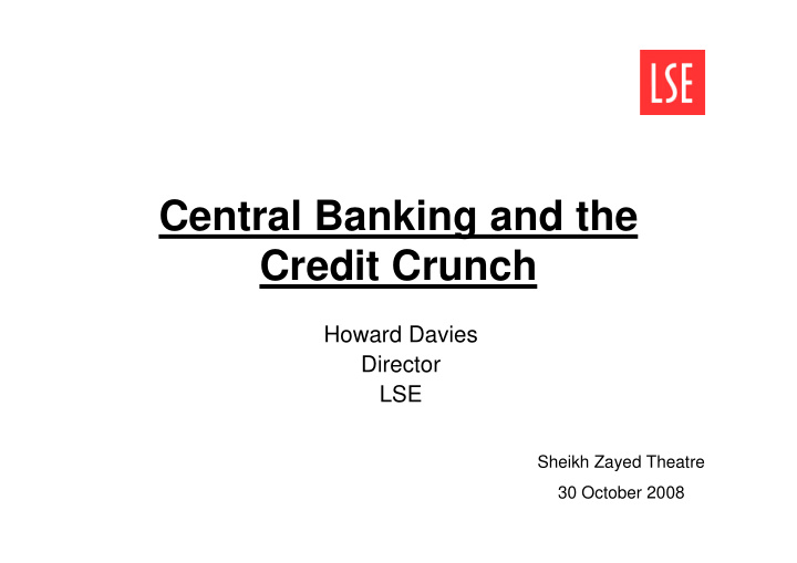 central banking and the credit crunch