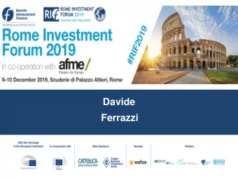 Ferrazzi  Rome Investment Forum 2019:  Leverage Finance and Alternative Financing  Opportunities