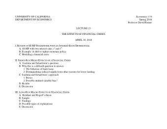 UNIVERSITY OF CALIFORNIA  Economics 134  DEPARTMENT OF ECONOMICS  Spring 2018  Professor David