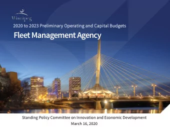 Fleet Management Agency  a  Standing Policy Committee on Innovation and Economic Development  March