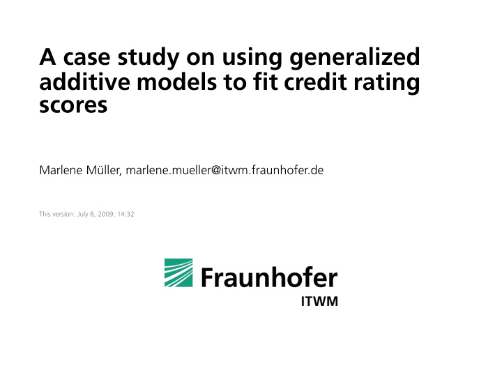 a case study on using generalized additive models to fit