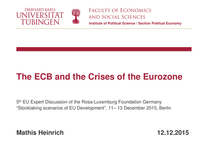 the ecb and the crises of the eurozone