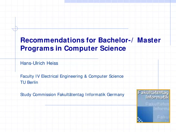 recommendations for bachelor master programs in computer