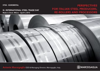 PERSPECTIVES  FOR ITALIAN STEEL PRODUCERS,  III. INTERNATIONAL STEEL TRADE DAY  RE-ROLLERS AND