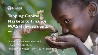 Tapping Capital  Markets to Finance  WASH Investments  CREDIT: RICCARDO NIELS MAYER  Stockholm