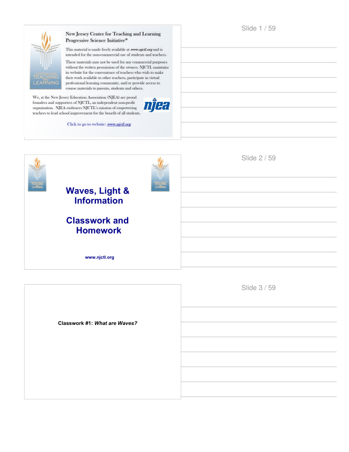 waves light information classwork and homework