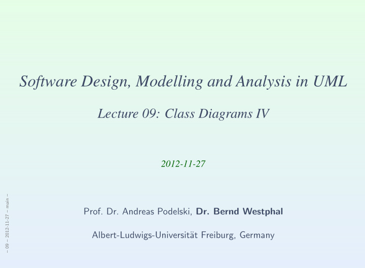 software design modelling and analysis in uml