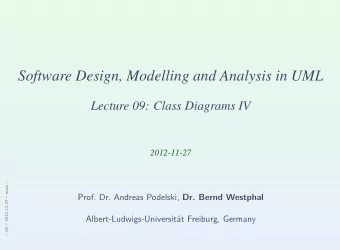 Software Design, Modelling and Analysis in UML  Lecture 09: Class Diagrams IV  2012-11-27   09