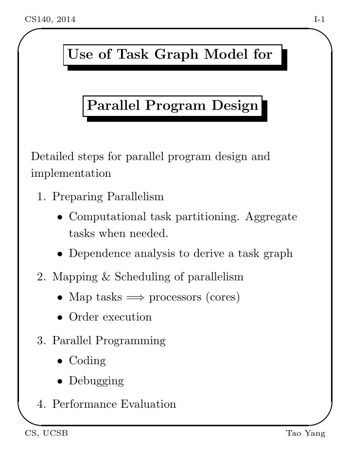 use of task graph model for parallel program design