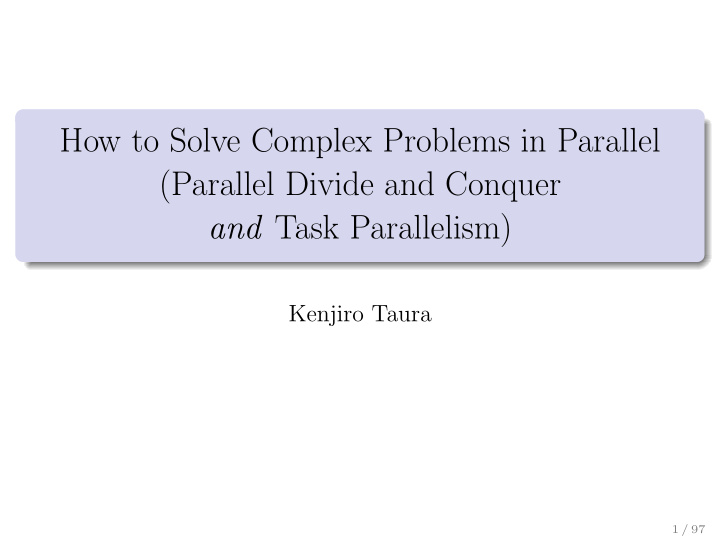 how to solve complex problems in parallel parallel divide