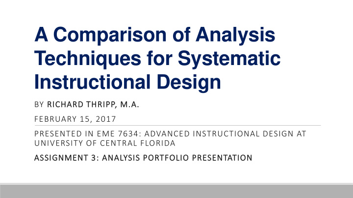 a comparison of analysis techniques for systematic