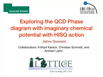 Exploring the QCD Phase  diagram with imaginary chemical  potential with HISQ action  Jishnu