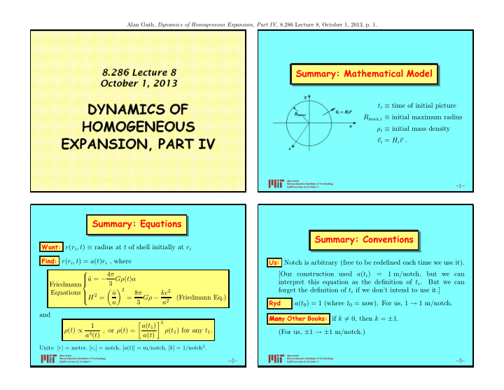 alan guth dynamics of homogeneous expansion part iv 8 286