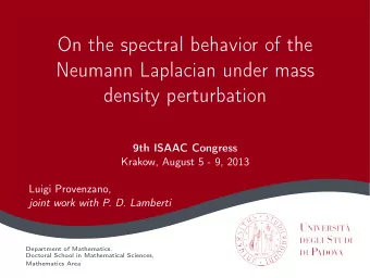 On the spectral behavior of the  Neumann Laplacian under mass  density perturbation  9th ISAAC