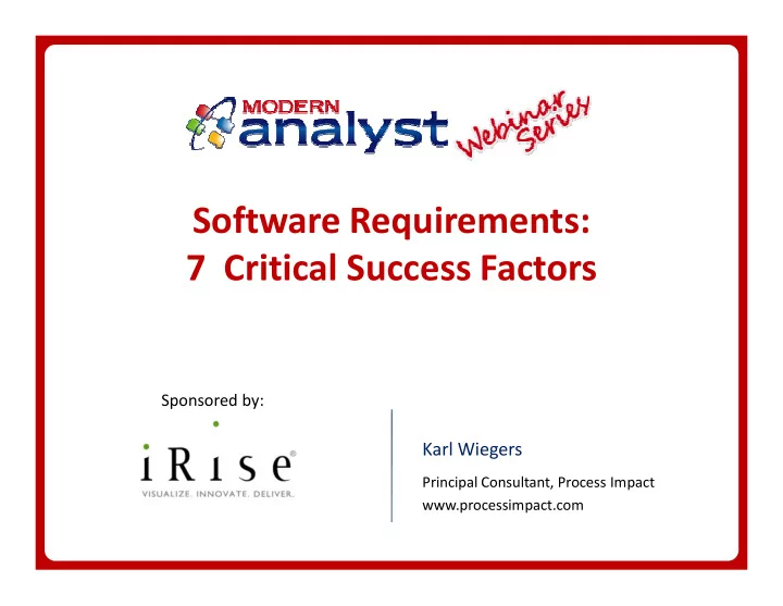 software requirements 7 critical success factors