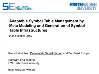 Table Infrastructures  27th October 2015  Katrin Hlldobler, Pedram Mir Seyed Nazari, and Bernhard