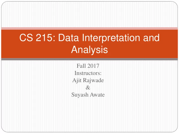cs 215 data interpretation and analysis