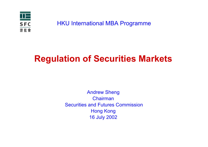 regulation of securities markets