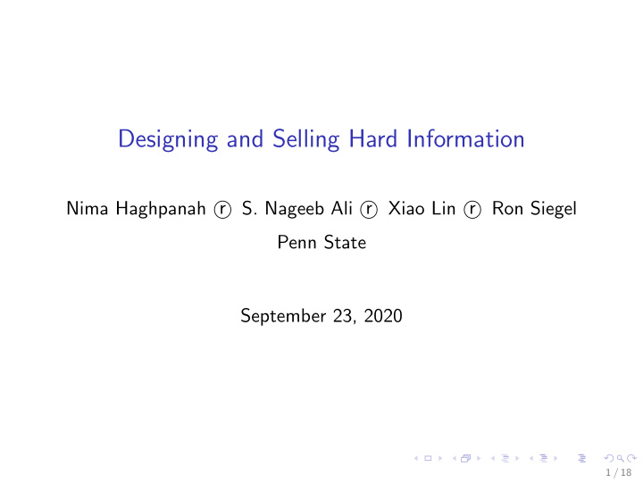 designing and selling hard information