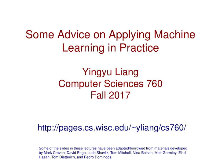 some advice on applying machine