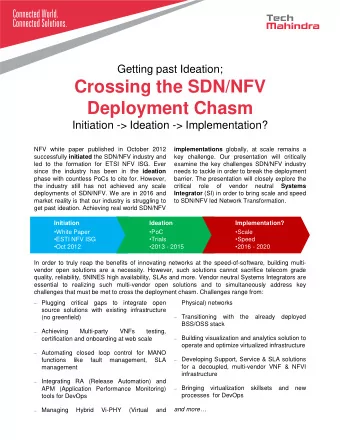 Crossing the SDN/NFV  Deployment Chasm  Initiation -&gt; Ideation -&gt; Implementation?  NFV white