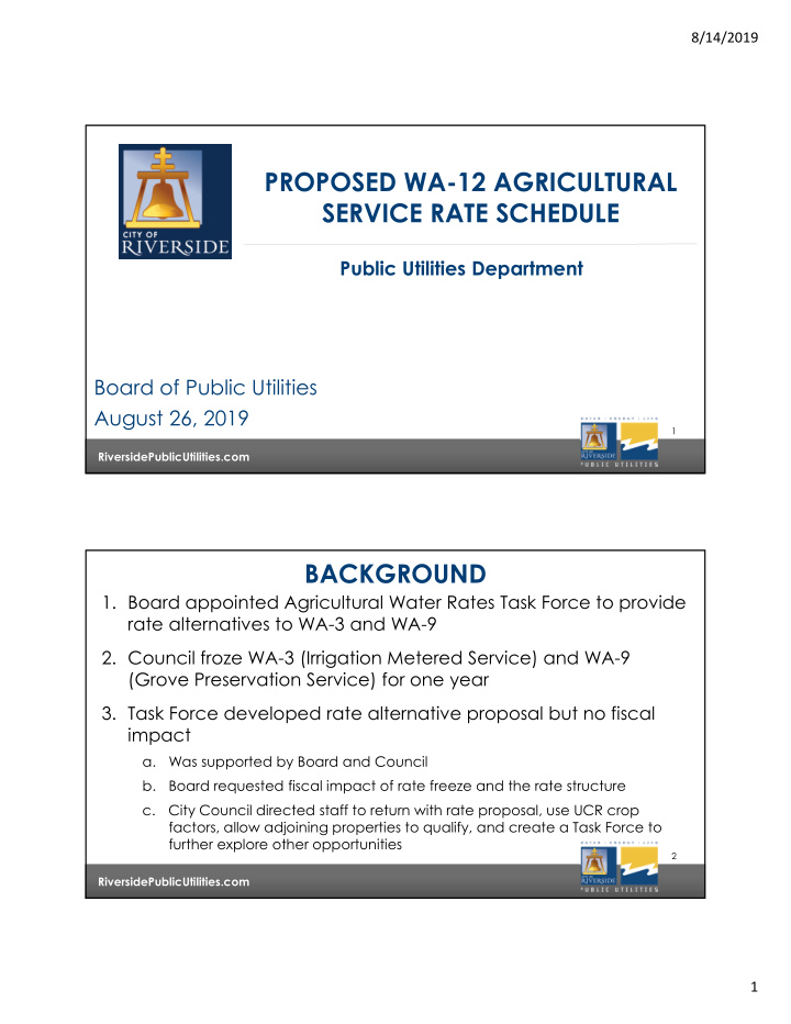 proposed wa 12 agricultural service rate schedule