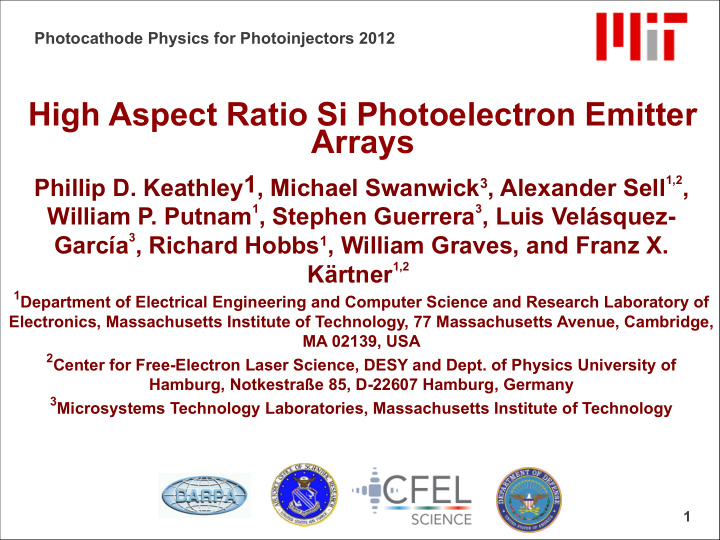 high aspect ratio si photoelectron emitter arrays