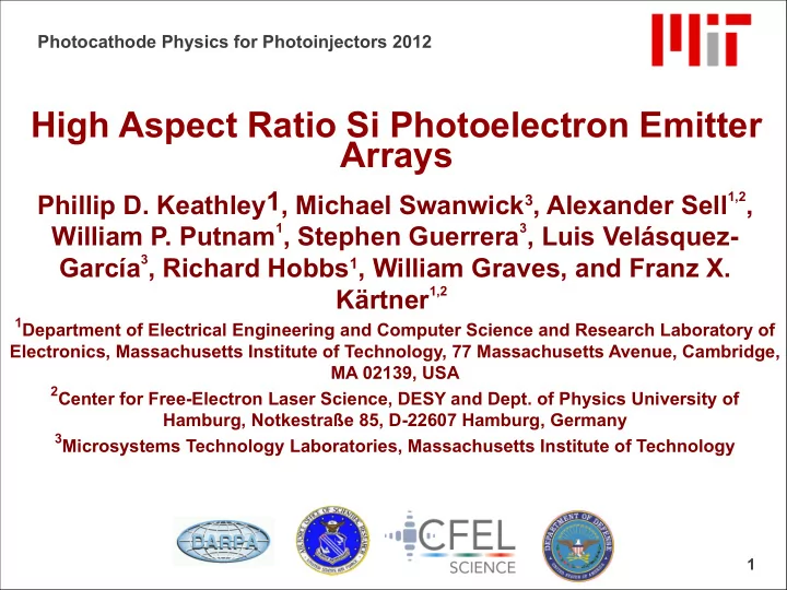 high aspect ratio si photoelectron emitter arrays