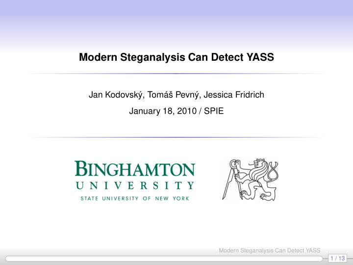 modern steganalysis can detect yass