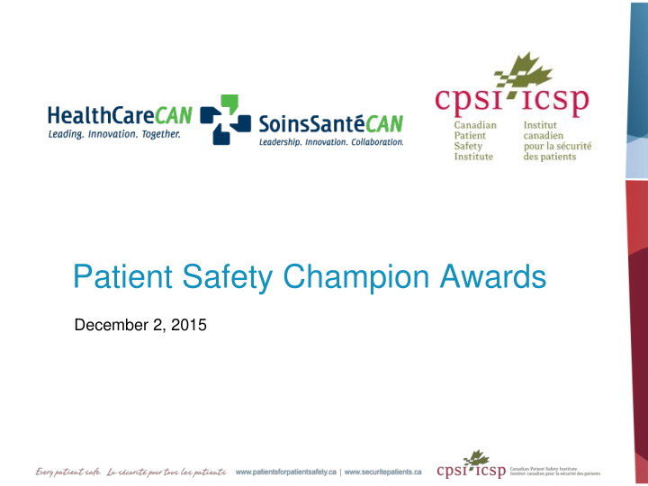 patient safety champion awards