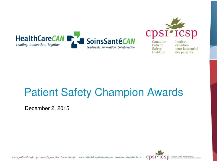patient safety champion awards