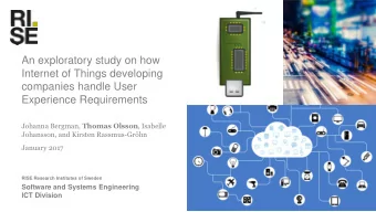 An exploratory study on how  Internet of Things developing  companies handle User  Experience
