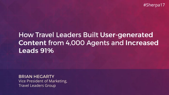 vice president of marketing travel leaders group