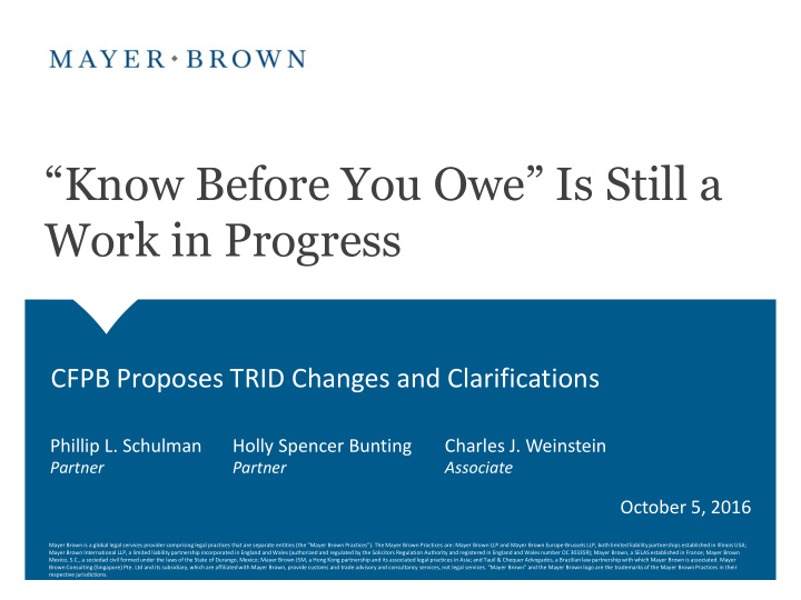 know before you owe is still a work in progress