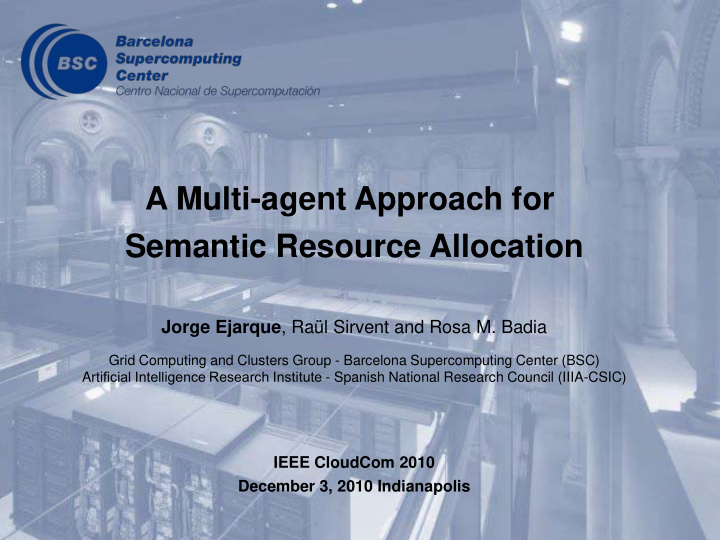 a multi agent approach for semantic resource allocation