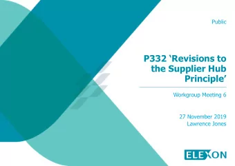 P332  Revisions to  the Supplier Hub  Principle  Workgroup Meeting 6  27 November 2019