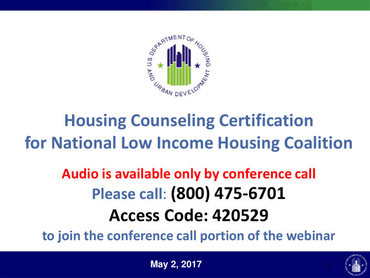 housing counseling certification for national low income