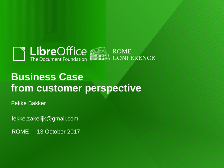 business case from customer perspective