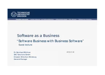 Software Business with Business Software  Guest lecture  2016-01-22  Dr. Bernhard Blthner